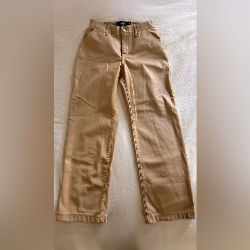 Hollister High-Rise Faux Leather Tan Pants